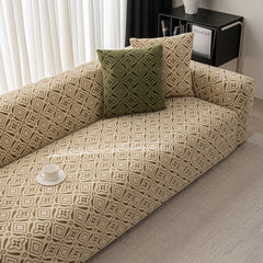 3D Jacquard Geometric Sofa Cover, High Stretch Soft Polar Fleece Slipcover for Couch - Ornate Home