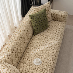 3D Jacquard Geometric Sofa Cover, High Stretch Soft Polar Fleece Slipcover for Couch - Ornate Home