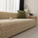 3D Jacquard Geometric Sofa Cover, High Stretch Soft Polar Fleece Slipcover for Couch - Ornate Home