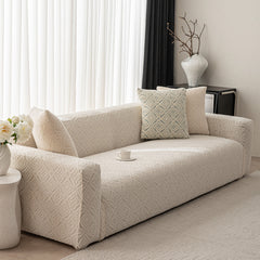 3D Jacquard Geometric Sofa Cover, High Stretch Soft Polar Fleece Slipcover for Couch - Ornate Home