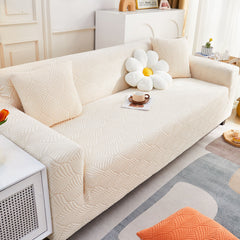 3D Leaves Jacquard Couch Slipcovers Non-Slip Cozy Stretchy Couch Covers for Sectional - Ornate Home
