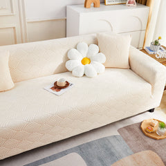 3D Leaves Jacquard Couch Slipcovers Non-Slip Cozy Stretchy Couch Covers for Sectional - Ornate Home