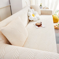 3D Leaves Jacquard Couch Slipcovers Non-Slip Cozy Stretchy Couch Covers for Sectional - Ornate Home