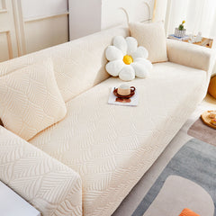 3D Leaves Jacquard Couch Slipcovers Non-Slip Cozy Stretchy Couch Covers for Sectional - Ornate Home
