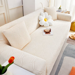 3D Leaves Jacquard Couch Slipcovers Non-Slip Cozy Stretchy Couch Covers for Sectional - Ornate Home