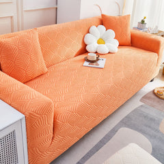 3D Leaves Jacquard Couch Slipcovers Non-Slip Cozy Stretchy Couch Covers for Sectional - Ornate Home