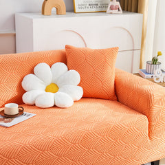 3D Leaves Jacquard Couch Slipcovers Non-Slip Cozy Stretchy Couch Covers for Sectional - Ornate Home