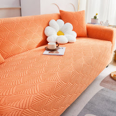 3D Leaves Jacquard Couch Slipcovers Non-Slip Cozy Stretchy Couch Covers for Sectional - Ornate Home