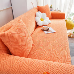 3D Leaves Jacquard Couch Slipcovers Non-Slip Cozy Stretchy Couch Covers for Sectional - Ornate Home