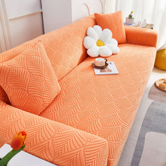 3D Leaves Jacquard Couch Slipcovers Non-Slip Cozy Stretchy Couch Covers for Sectional - Ornate Home