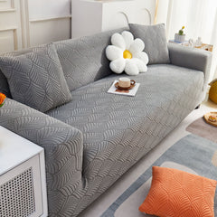 3D Leaves Jacquard Couch Slipcovers Non-Slip Cozy Stretchy Couch Covers for Sectional - Ornate Home