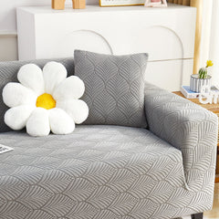 3D Leaves Jacquard Couch Slipcovers Non-Slip Cozy Stretchy Couch Covers for Sectional - Ornate Home