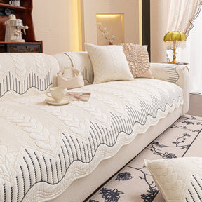 3D Quilted Thick Cotton Sofa Cover Non-Slip Couch Throw for Fabric & Leather Sofas - Ornate Home