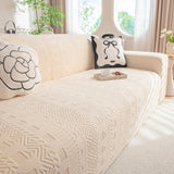High Stretch Embossed Geometric Slipcover for Couch, Cozy Plush Fleece Couch Cover
