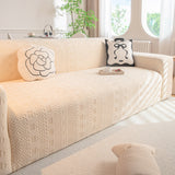 High Stretch Embossed Geometric Slipcover for Couch, Cozy Plush Fleece Couch Cover