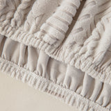 High Stretch Embossed Geometric Slipcover for Couch, Cozy Plush Fleece Couch Cover