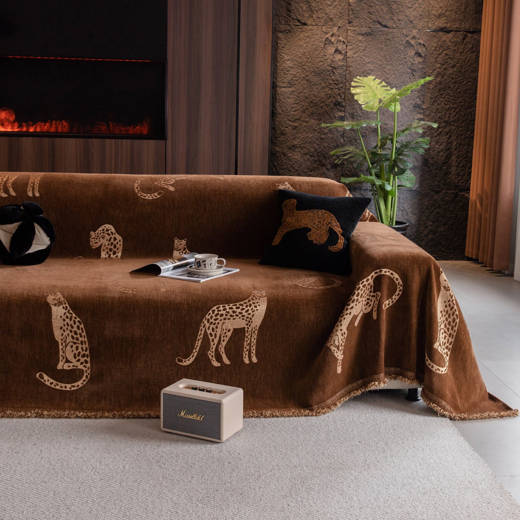 Leopard Sofa Cover Blanket Stylish Furniture Protector Throw for Couches & Loveseats