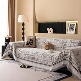 Modern Couch Protector Blanket Woven Chenille Sofa Cover Throw with Artistic Grid