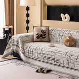 Modern Couch Protector Blanket Woven Chenille Sofa Cover Throw with Artistic Grid