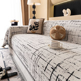 Modern Couch Protector Blanket Woven Chenille Sofa Cover Throw with Artistic Grid