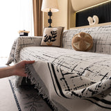 Modern Couch Protector Blanket Woven Chenille Sofa Cover Throw with Artistic Grid