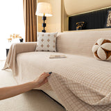 Jacquard Textured Couch Cover Throw, Soft Thick Decorative Slipcover for Couch