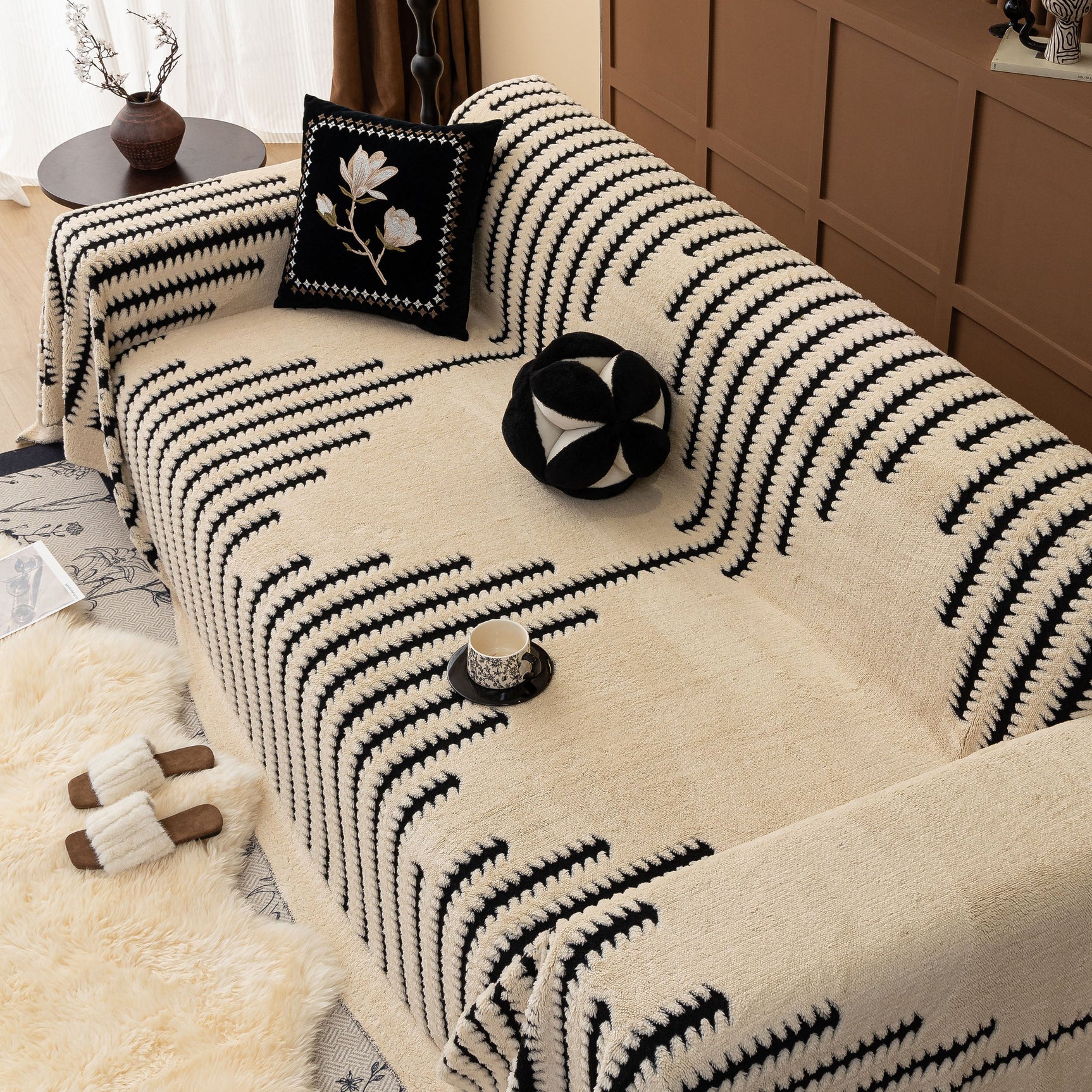 Jacquard Fleece Throw Blanket for Couch Plush Fuzzy Cozy Soft Blankets and Throws for Sofa