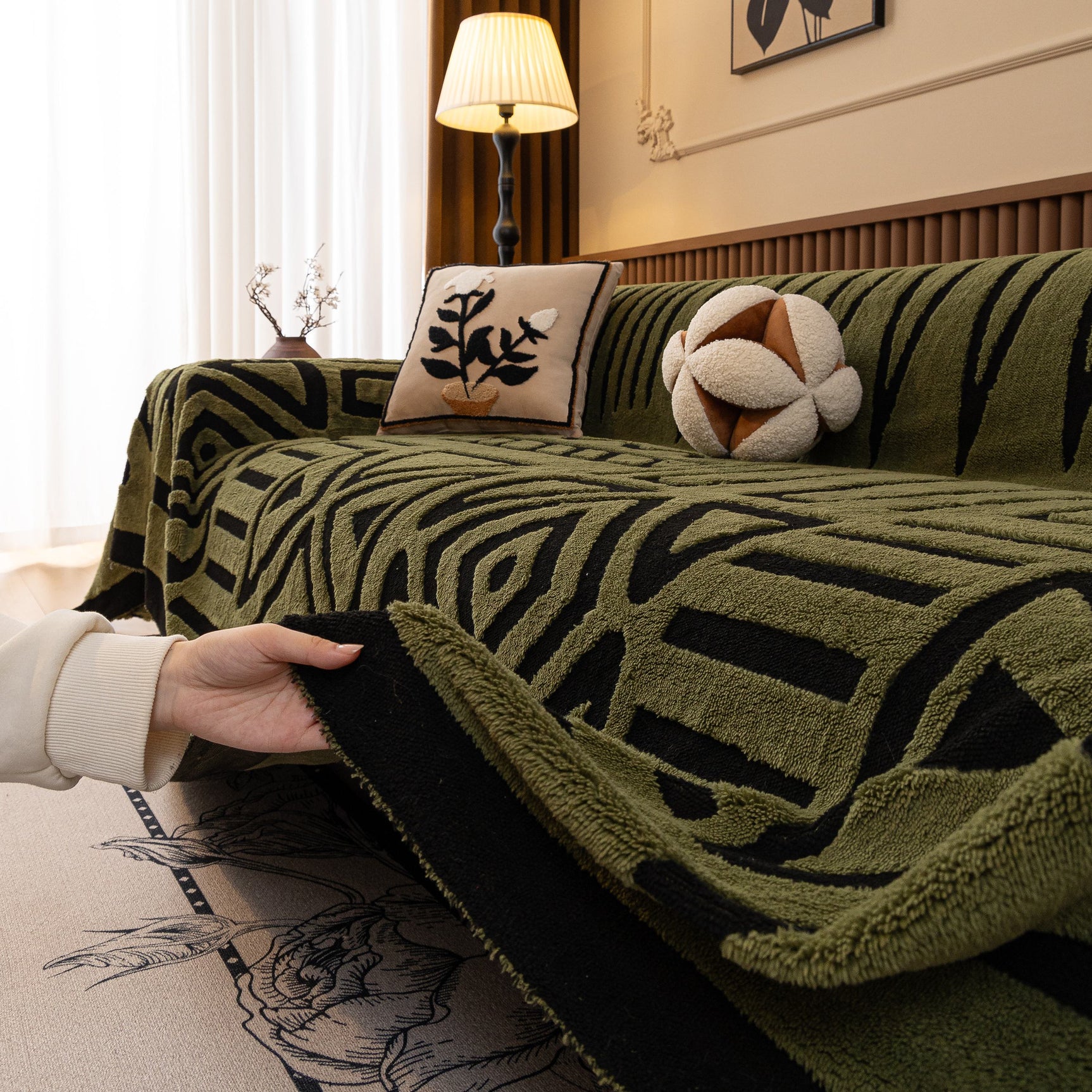 Boho Plush Couch Cover Bohemian Throw Blanket Decor Covers Sofa Chair Furniture Bed