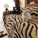 Zebra Striped Chenille Throw Sofa Cover Full-Cover Decorative Furniture Slipcover
