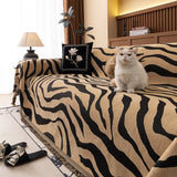 Zebra Striped Chenille Throw Sofa Cover Full-Cover Decorative Furniture Slipcover