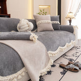 Chenille Sofa Cover Towel – Non-Slip, Washable Pets Couch Protector with Tassels