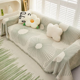 Geometric Radial Striped L-Shape Sofa Cover: Thick, Reversible Furniture Blanket for Kids and Pets