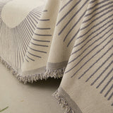 Geometric Radial Striped L-Shape Sofa Cover: Thick, Reversible Furniture Blanket for Kids and Pets