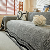 Reversible Herringbone Sofa Cover, 2-in-1 Classic British Throw Blanket for Couch