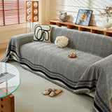 Reversible Herringbone Sofa Cover, 2-in-1 Classic British Throw Blanket for Couch
