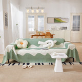 Chenille Minimalist Wavy Sofa Throw Cover, Cozy Blankets for Couch, Machine Washable Couch Protector