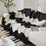 Chenille Minimalist Wavy Sofa Throw Cover, Cozy Blankets for Couch, Machine Washable Couch Protector