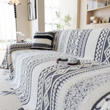 Bohemian Tufted Sofa Cover, Plush Fleece Throw Blanket with 3D Woven Aztec Stripes