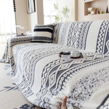 Bohemian Tufted Sofa Cover, Plush Fleece Throw Blanket with 3D Woven Aztec Stripes