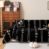 Chenille Jacquard Sofa Throw Cover with Tassel Soft Thick Couch Protector Blanket