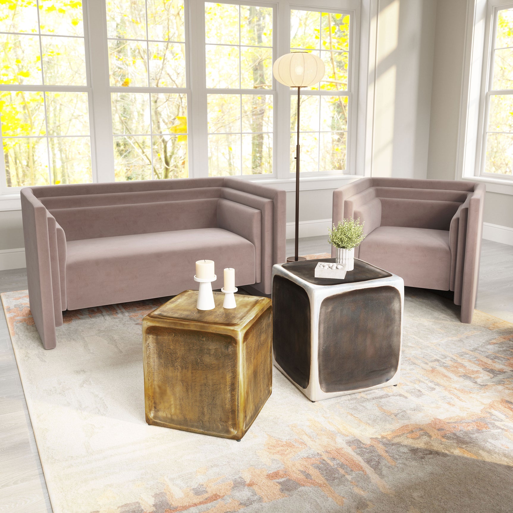 Brics Multicolor Side Table Set (2-Piece)