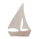 Tatu White/Natural Large Distressed Wood Sailboat