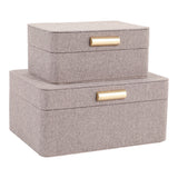 Evertonport Light Brown/Gold Rounded Corner Boxes (Set of 2)