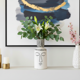 Dozier White/Black Ceramic Sleeping Man Flower Vase