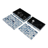 Lonoak Blue/White Oval Print Resin Boxes (Set of 2)