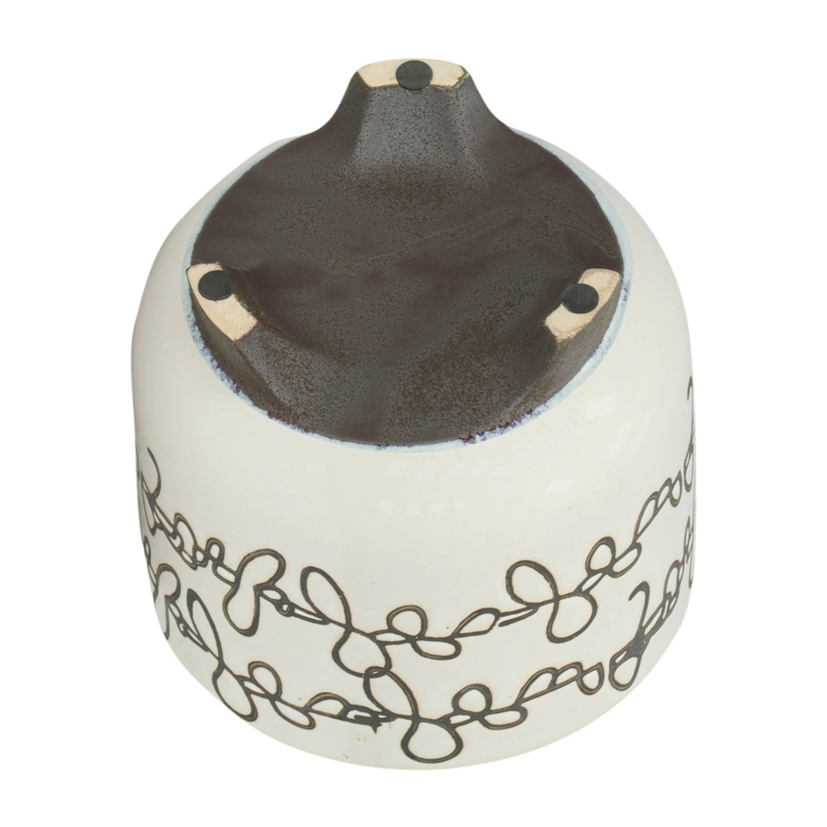 Montara Beige Ceramic Scribble Footed Planters (Set of 2)