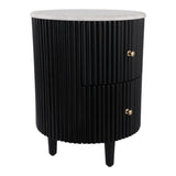 Flumeville White/Black 2-Drawer Side Table with Marble Top
