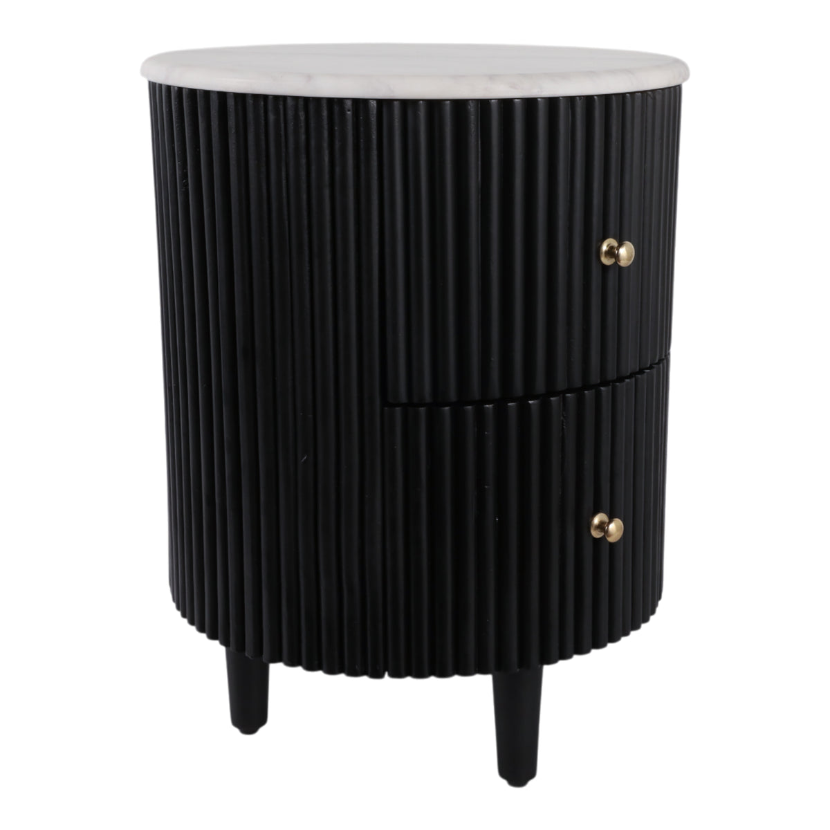 Flumeville White/Black 2-Drawer Side Table with Marble Top