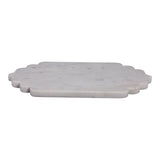Nipinnawasee White/Tan Scallop Edge Oval Marble Tray