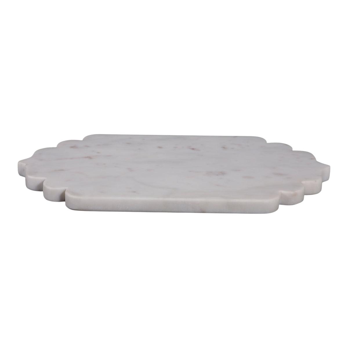 Nipinnawasee White/Tan Scallop Edge Oval Marble Tray